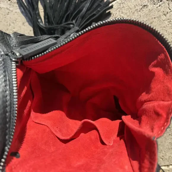 Hammitt Black Leather Fringe Festival Crossbody Bag Flawed-Missing Strap